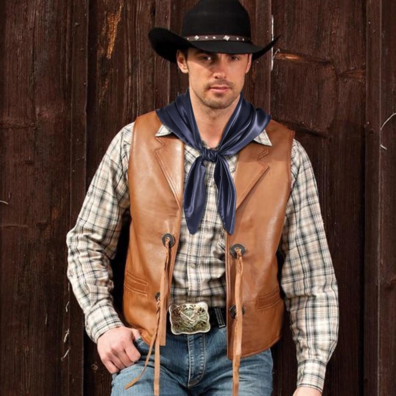 GERINLY Solid Color Wild Rag, Pure Cowboy Bandanas 35 Inch, Bolo Scarf for Men Women - Image 4